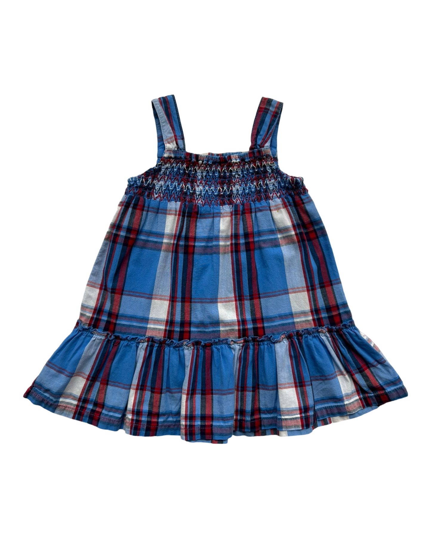 24M Baby Girl Red / White / Blue Plaid Smocked HealthTex Dress