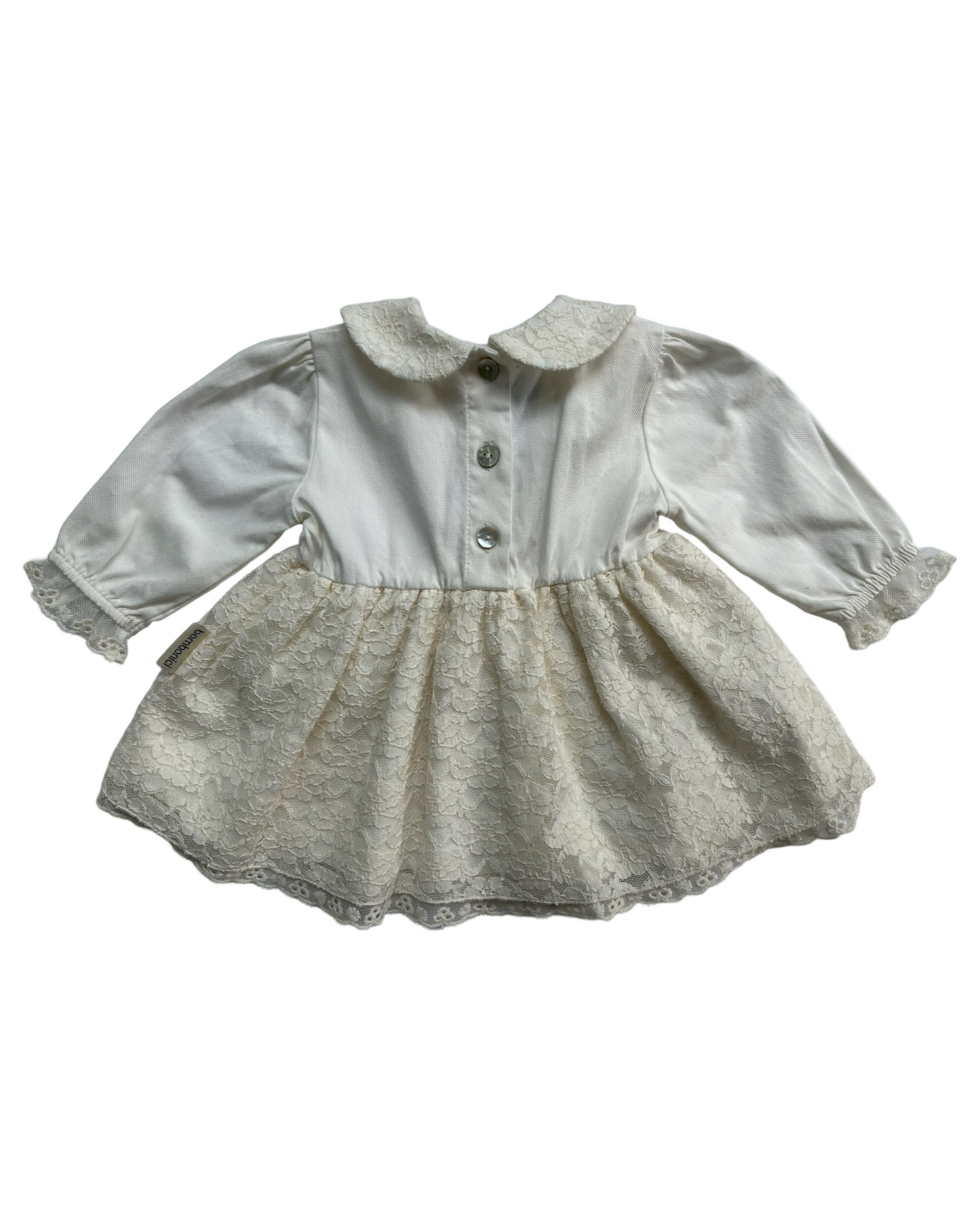 0-3M Baby Girl White / Cream Lace Dress with Headband