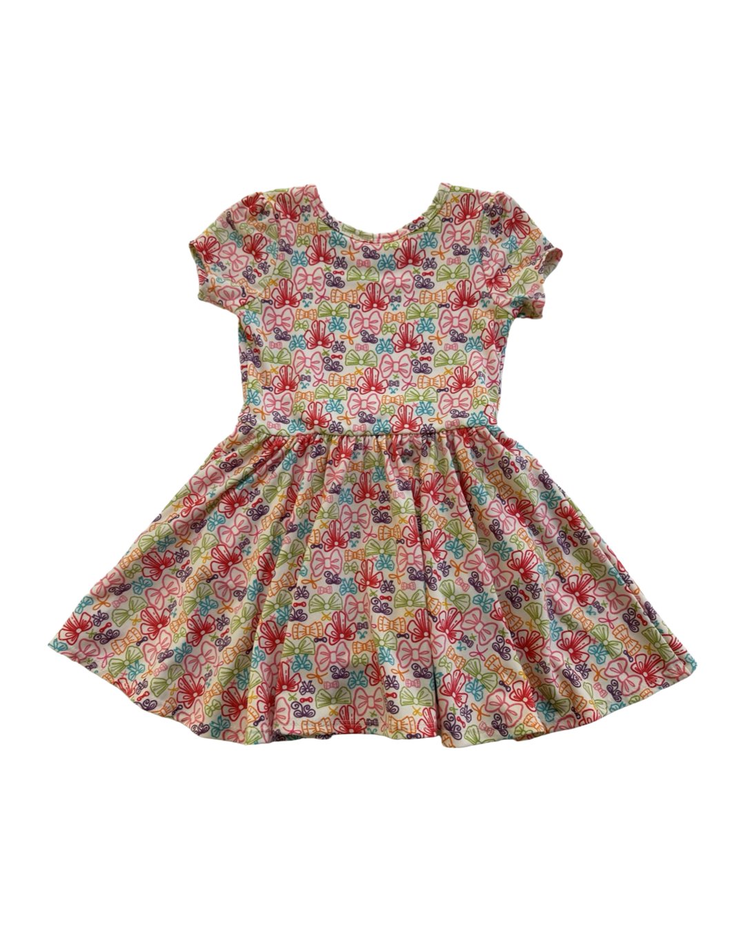 12-24M Baby Girl Dot Dot Smile Bow Cap Sleeve Twirl Dress