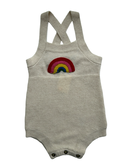 9-12M Baby Girl Baby Boden Knit Rainbow Romper Outfit