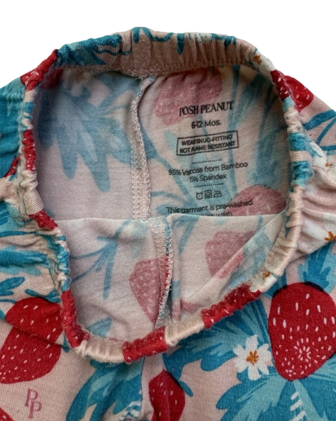 6-12M Baby Girl Posh Peanut Bamboo Strawberry 2pc Outfit / PJ Set