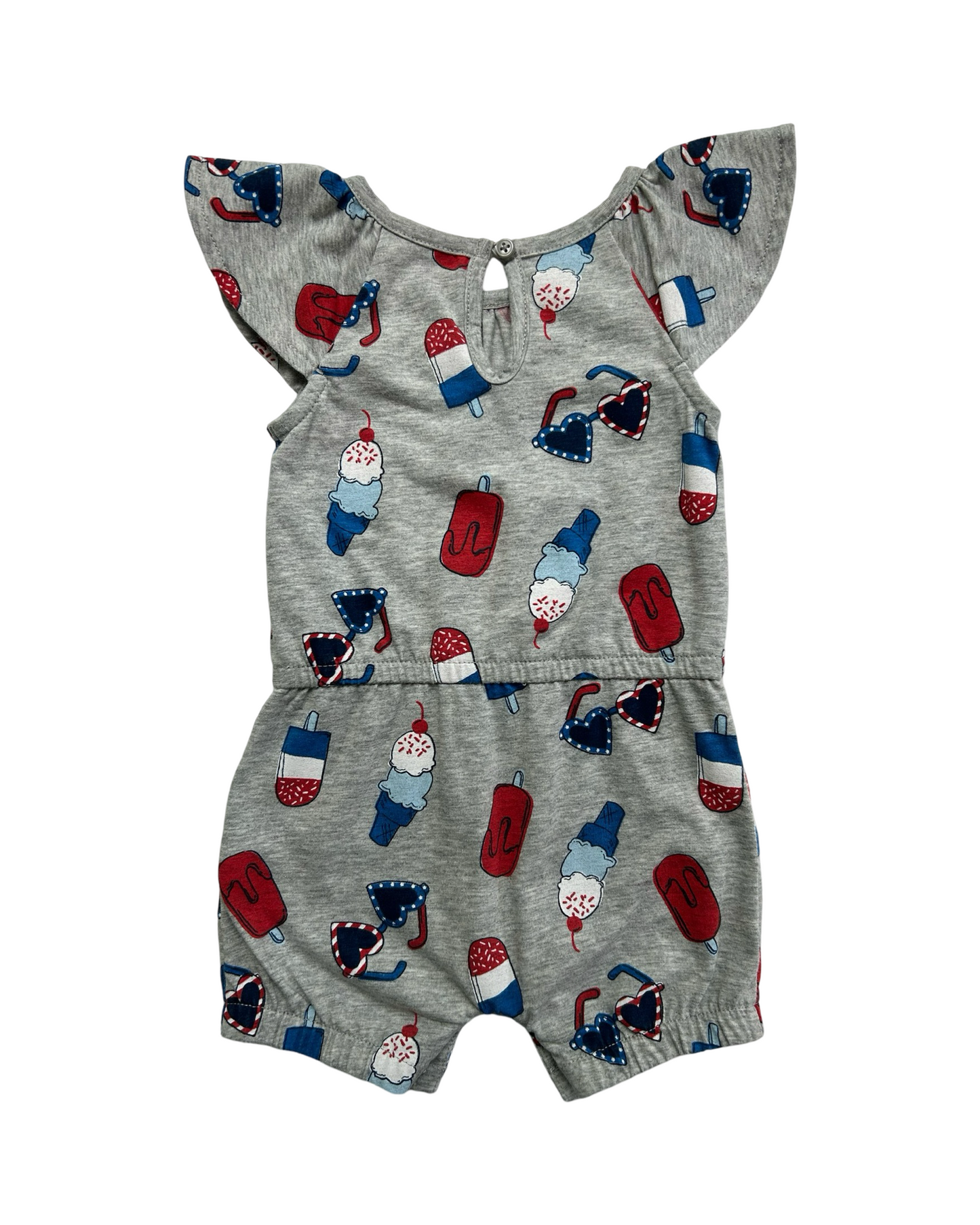 6M Baby Girl Carters Gray Patriotic Popsicle / Ice Cream Romper