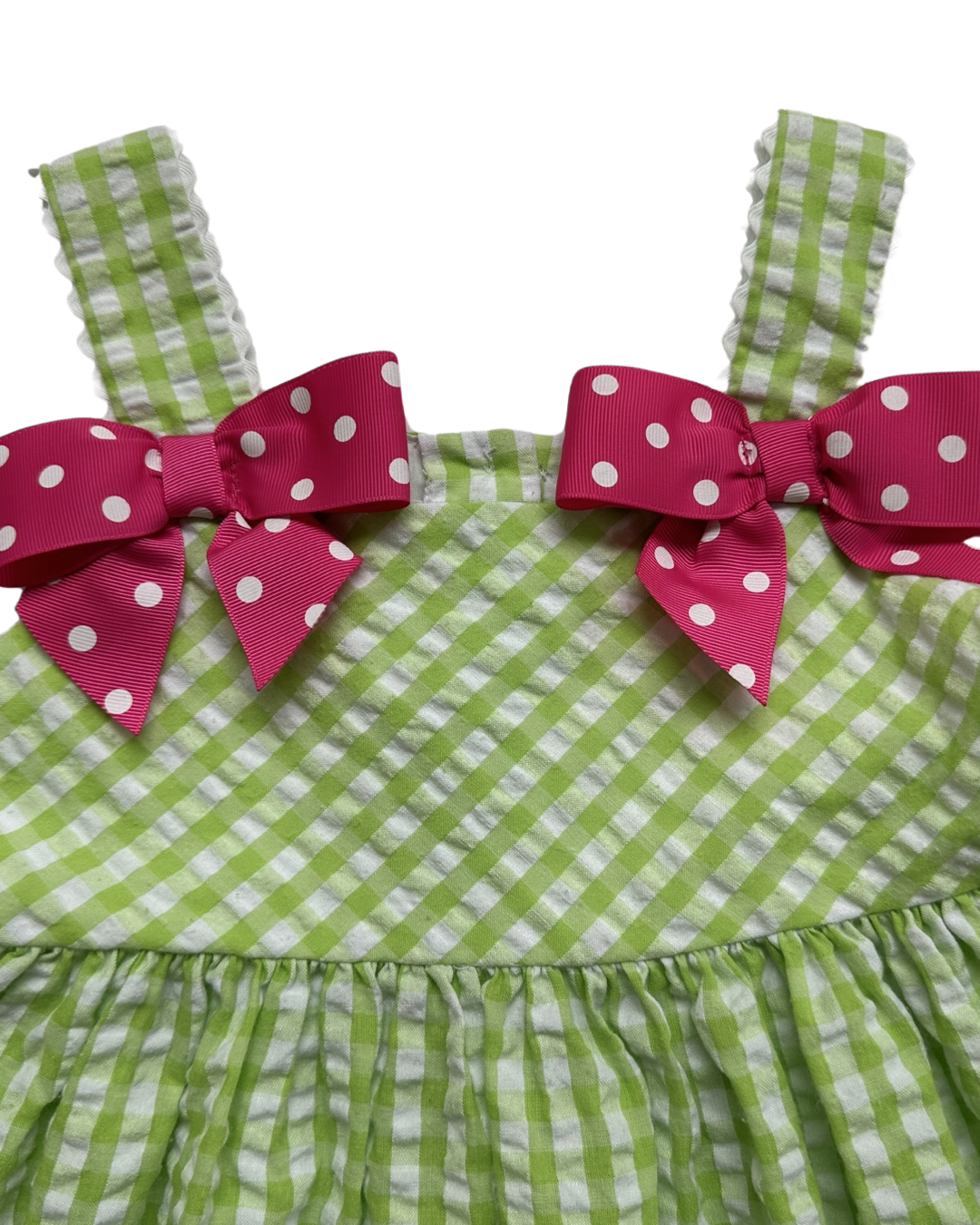 5T Toddler Girl Bonnie Jean Green Seersucker Watermelon Pocket Dress.