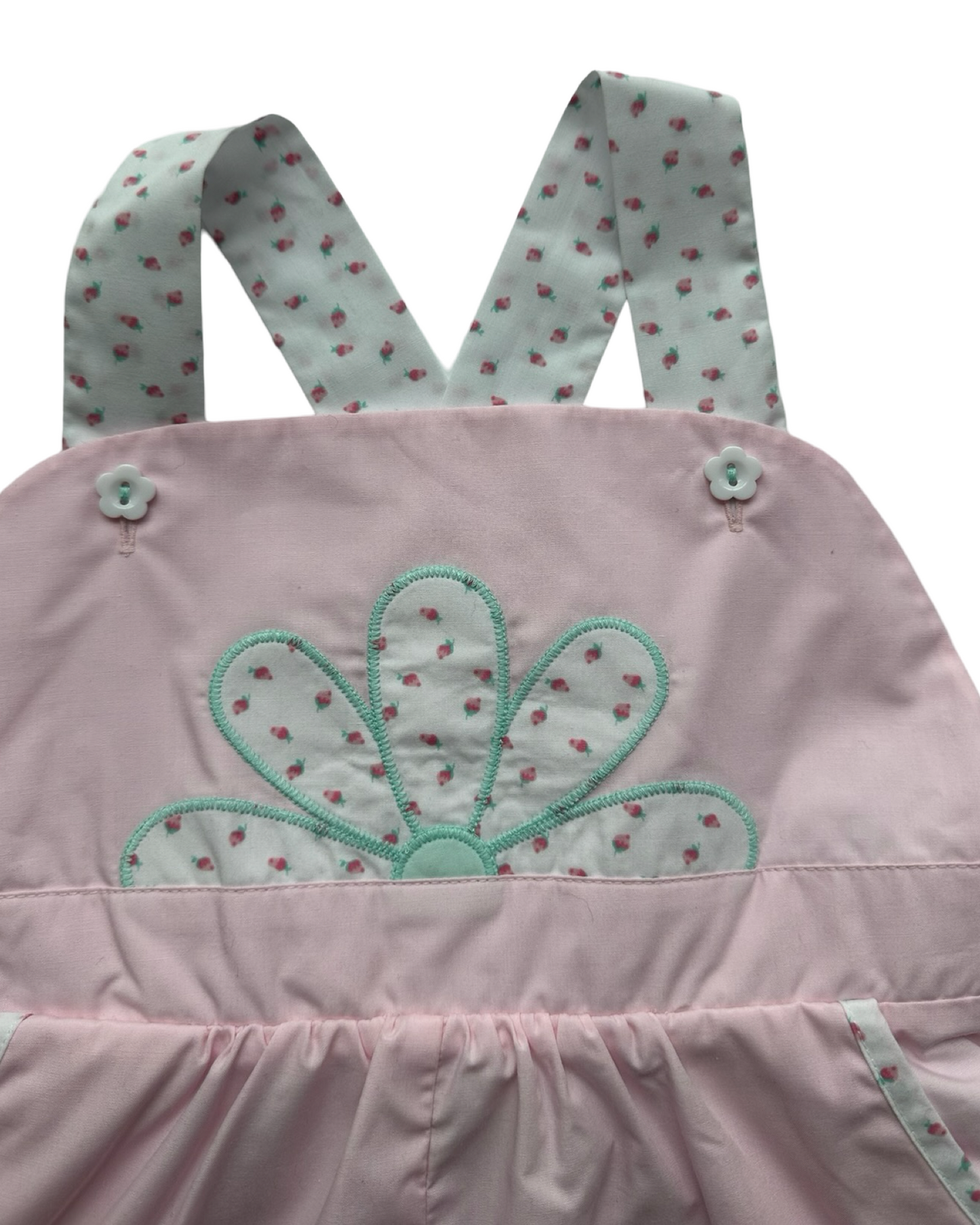 4T Toddler Girl TBBC The Beaufort Bonnet Company Palm Beach Pink Ruthie Romper with Flower Appliqué