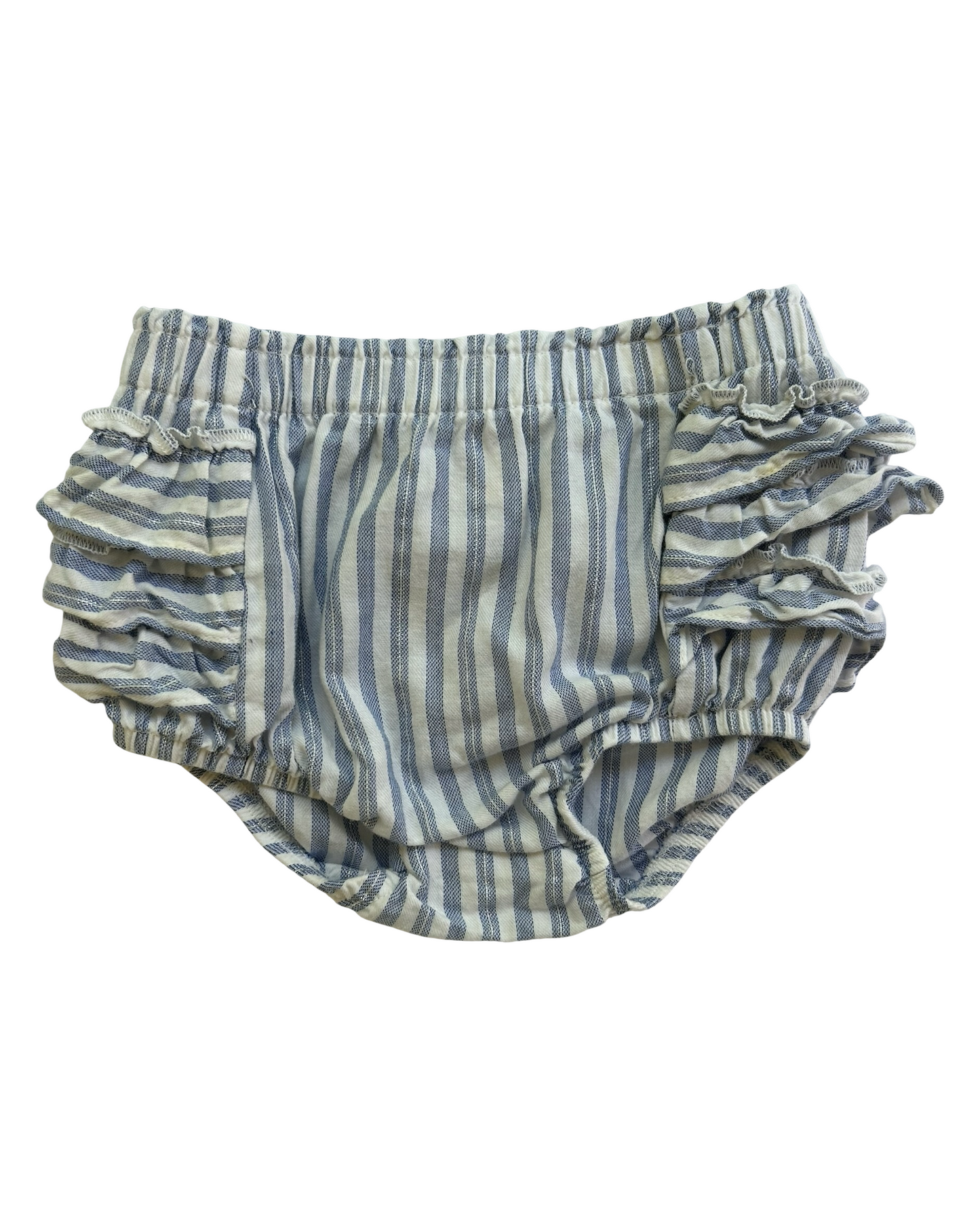 6M-9M Baby Girls Cat & Jack Baby Striped, Ruffled Top / Bloomers 2 Piece Set.