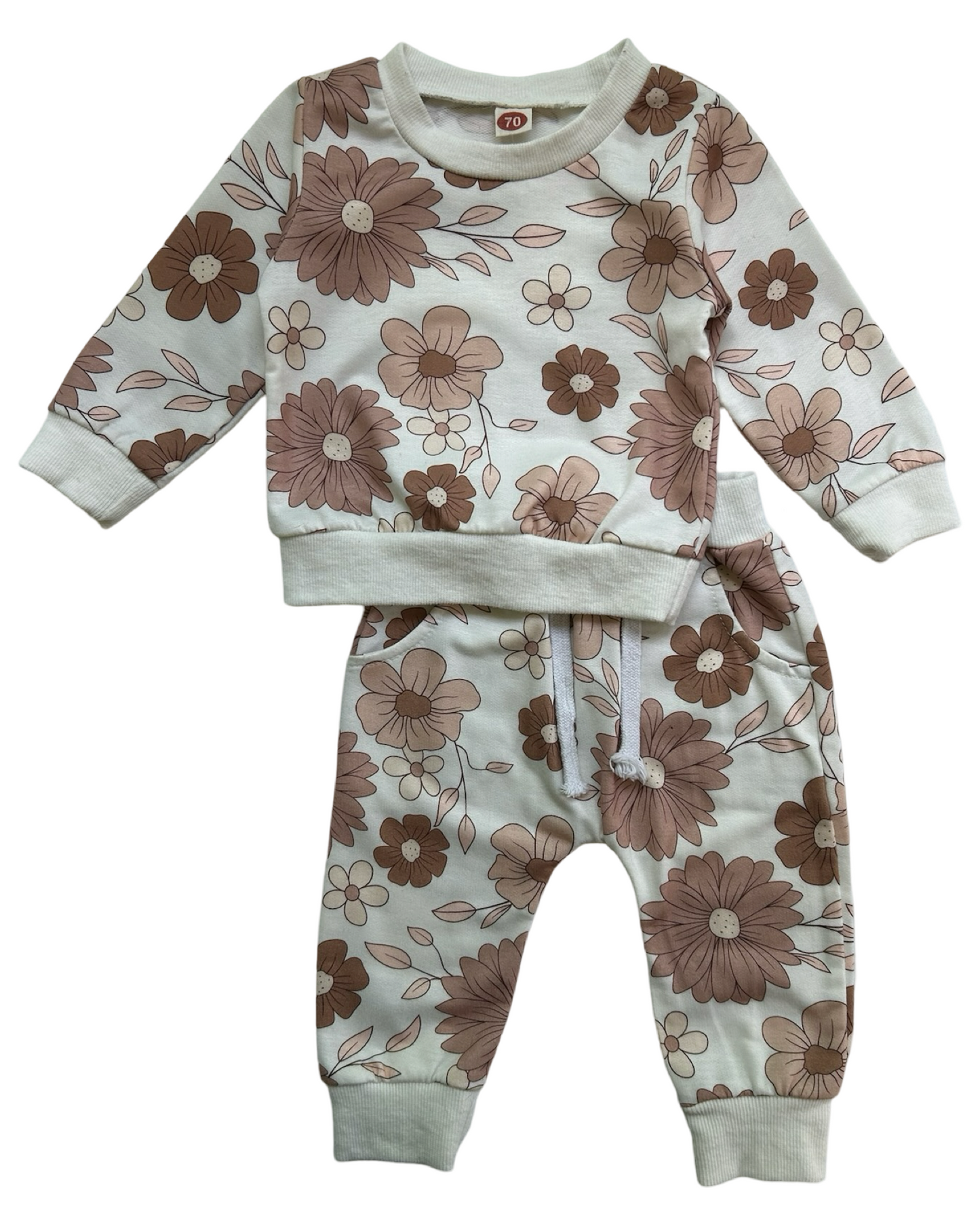 6-12M Baby Girl Floral Sweatshirt / Jogger Set