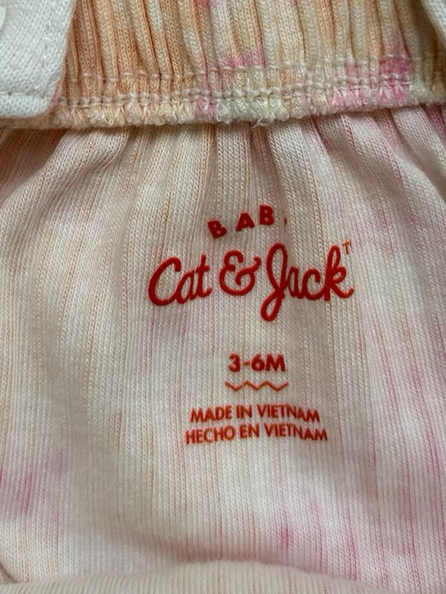3M-6M Baby Girl’s Cat & Jack Ruffle Pink / Orange Tye Die Bubble Romper.