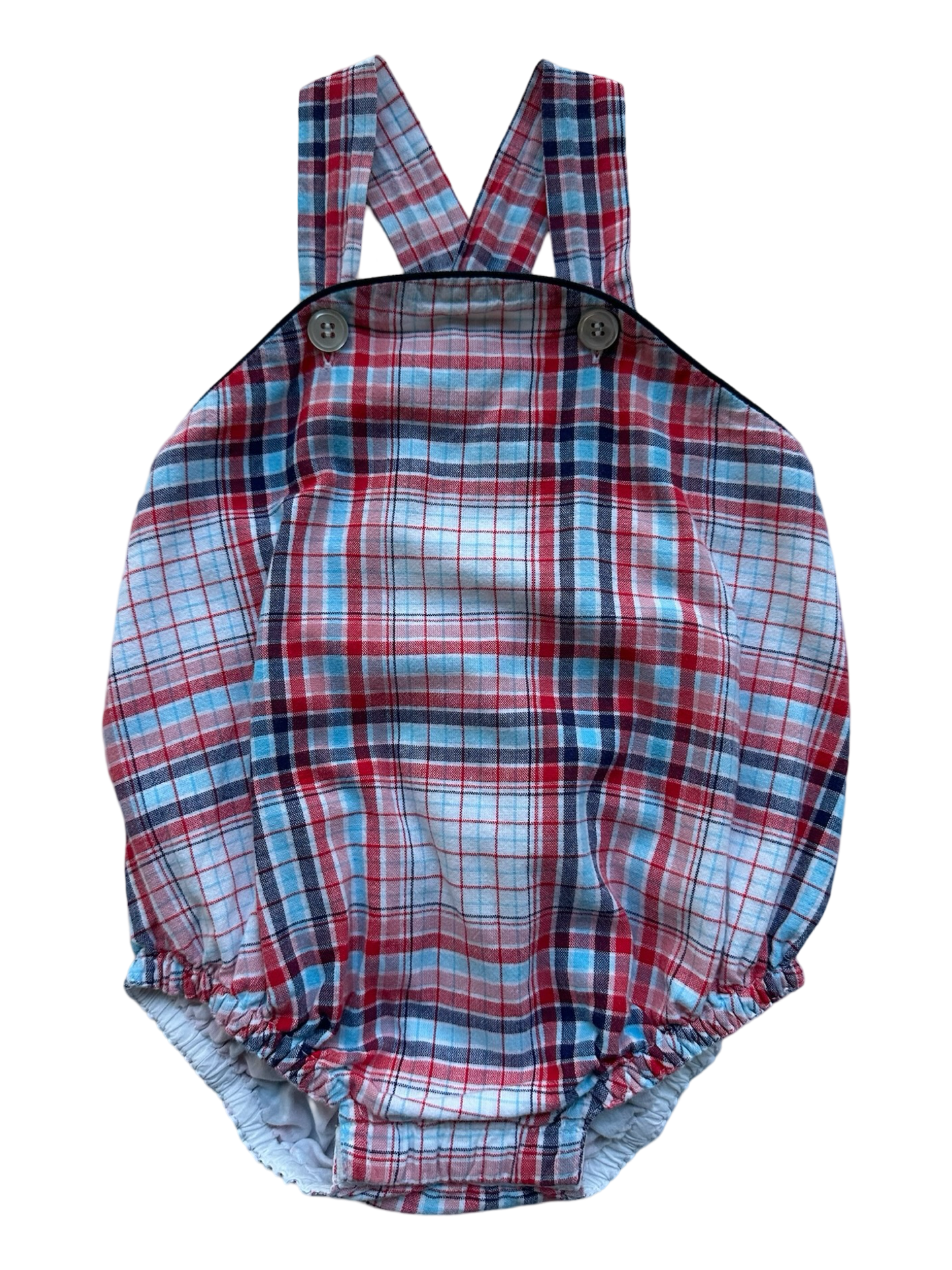 9M Baby Boy’s Kayce Hughes Checkered Bubble Romper