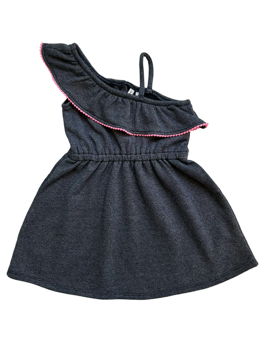 2T Toddler Girls Janie & Jack One Shoulder Pom Pom Trim Dress NWT