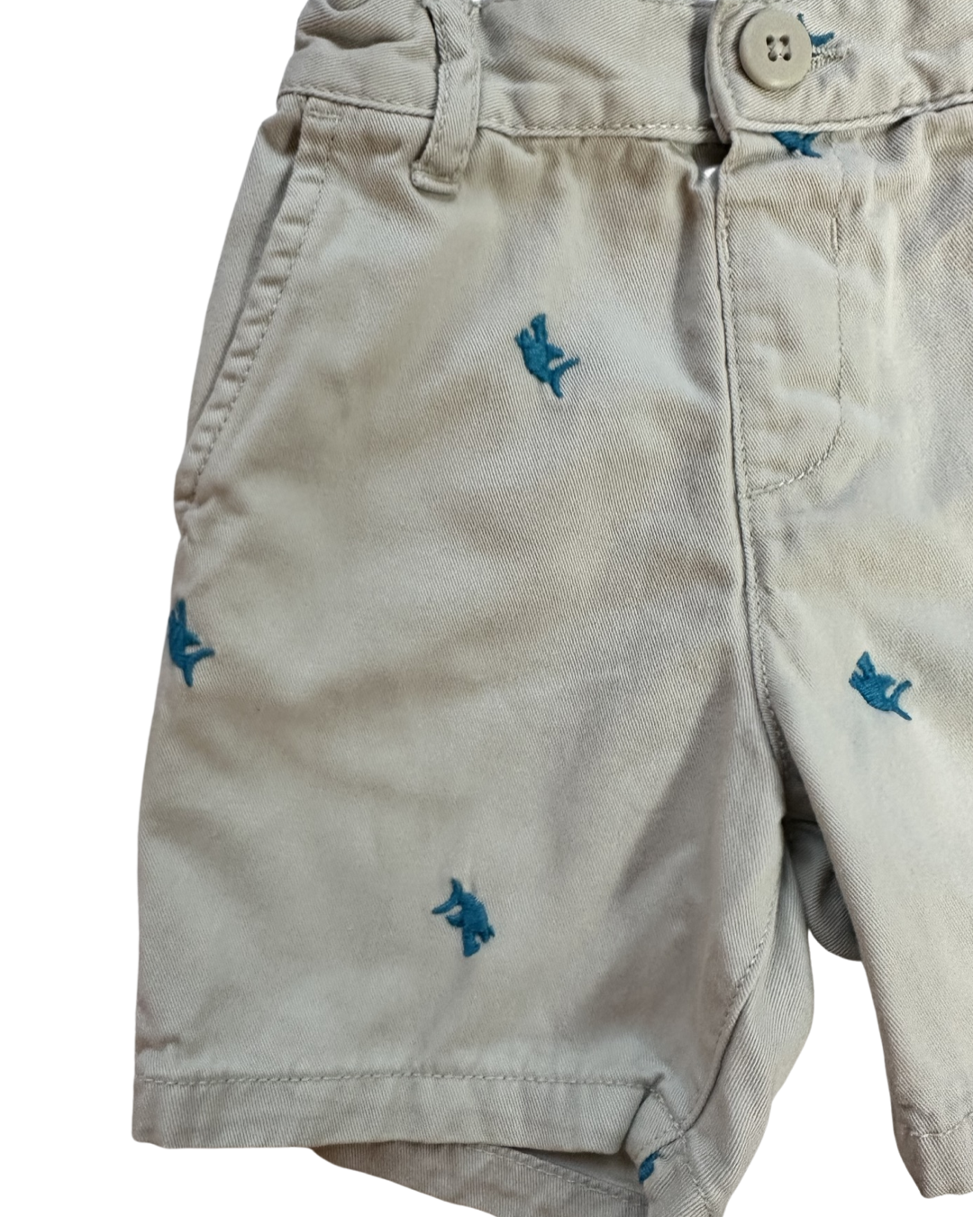 2T Toddler Boy The Children’s Place Shark Embroidered Khaki Shorts