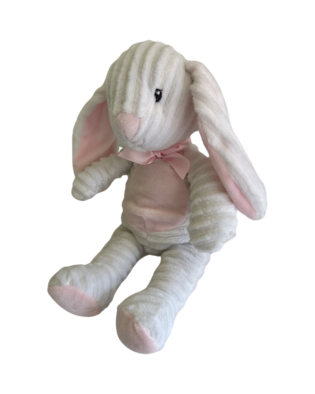 FAO Schwarz 12" Chenille White & Pink Bunny stuffed animal plush Easter spring
