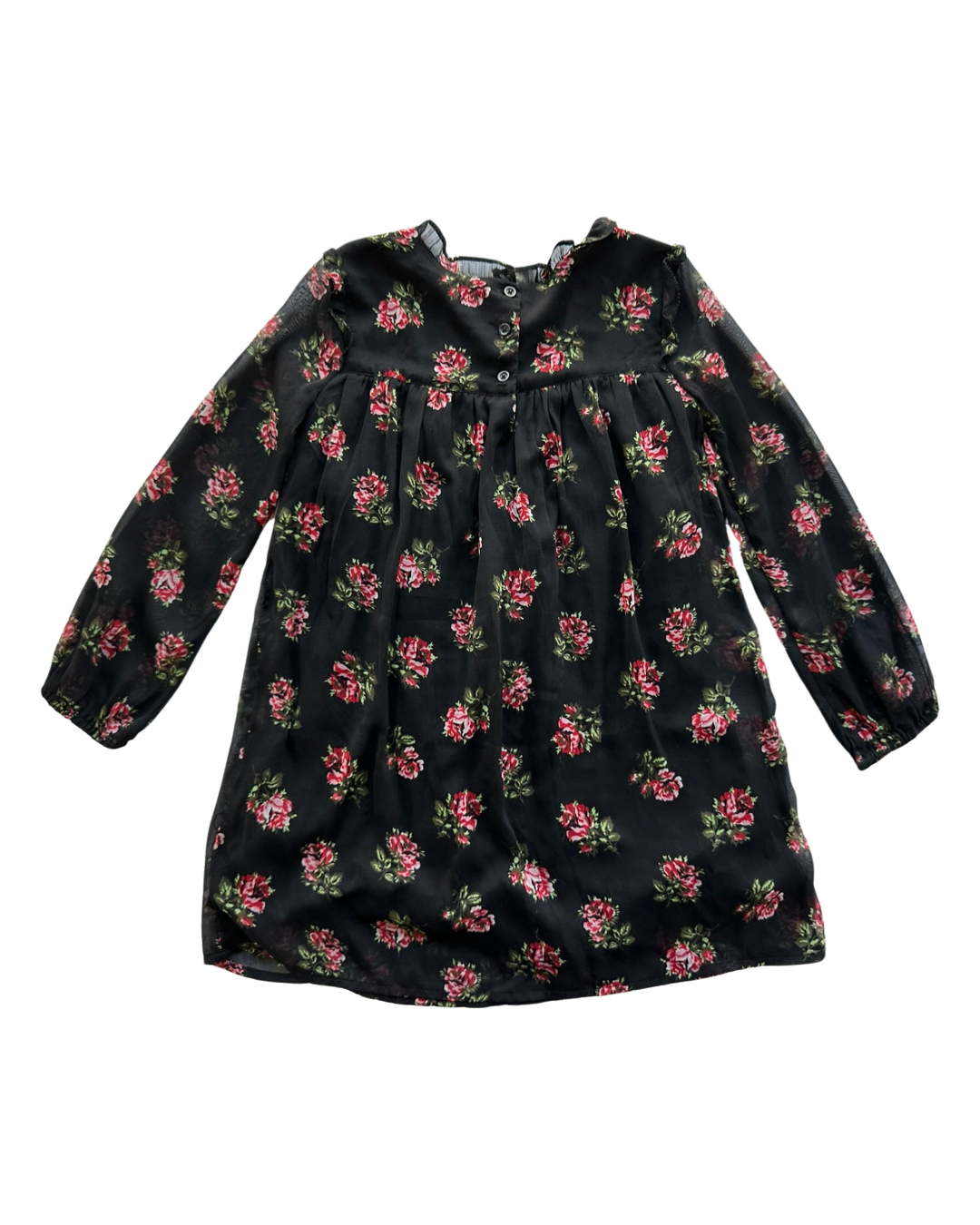 Small 5T Toddler Girl Gap Kids Black Floral Long Sleeve Dress