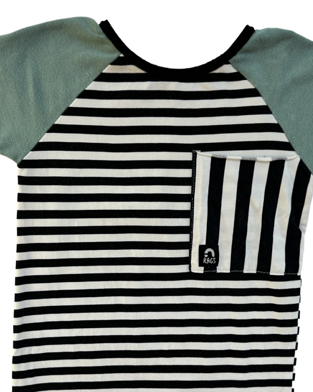 18-24M Baby Boy RAGS to Raches Black & White Striped Romper