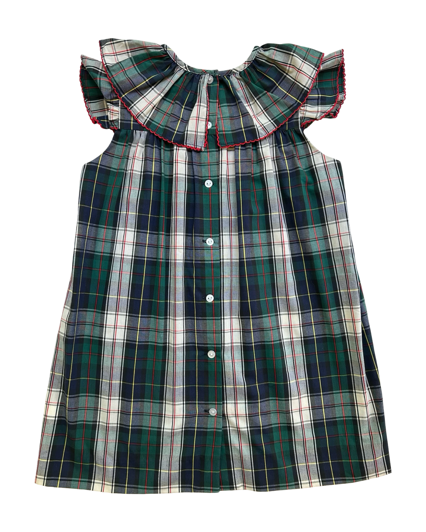 6T Toddlers Girls The Beaufort Bonnet Company Plaid Ruffle Collared, Short Sleeve And Bloomers,Two Piece Set.