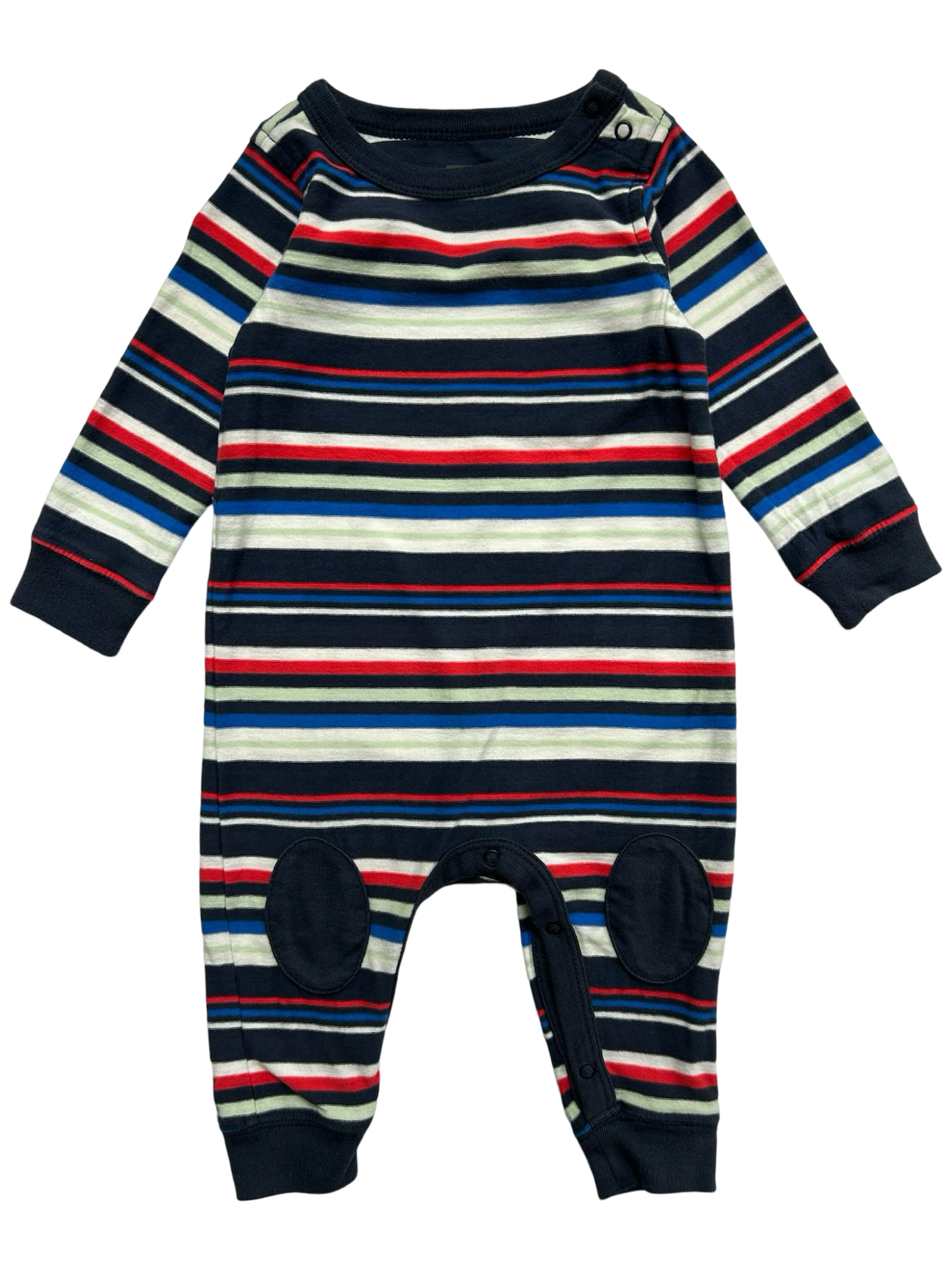 3M-6M Baby Boys Tea Collection Striped Long Sleeve Romper