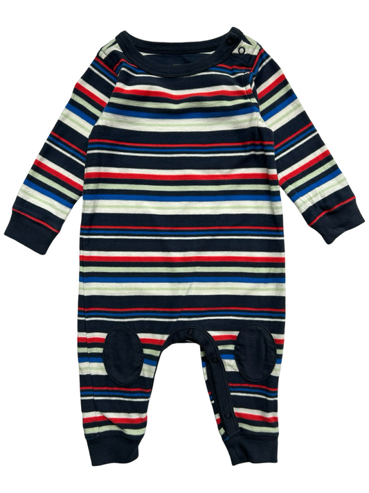 3M-6M Baby Boys Tea Collection Striped Long Sleeve Romper