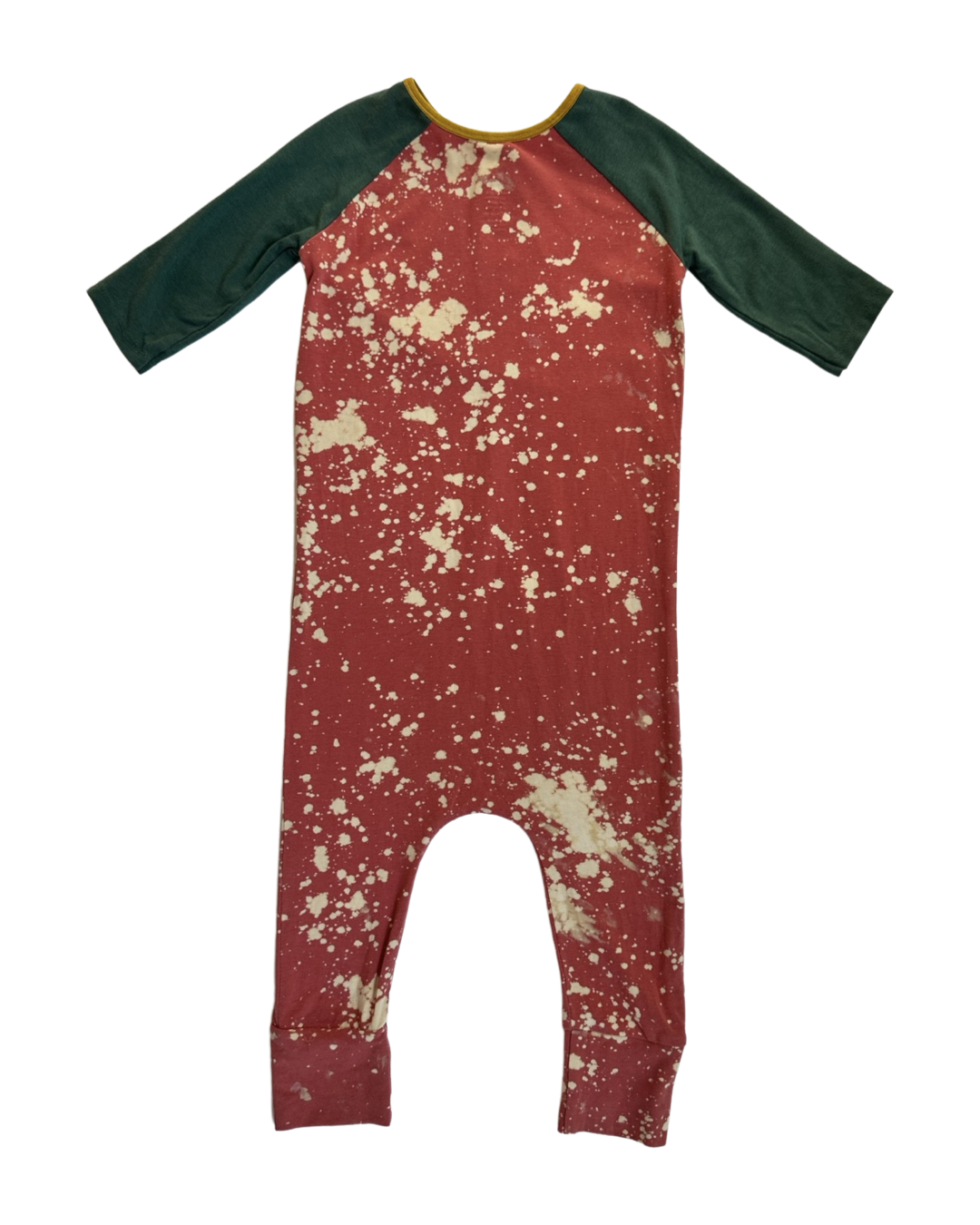 2T Toddler Boy RAGS to Raches Red / Yellow & Green Acid Wash Long Sleeve Romper