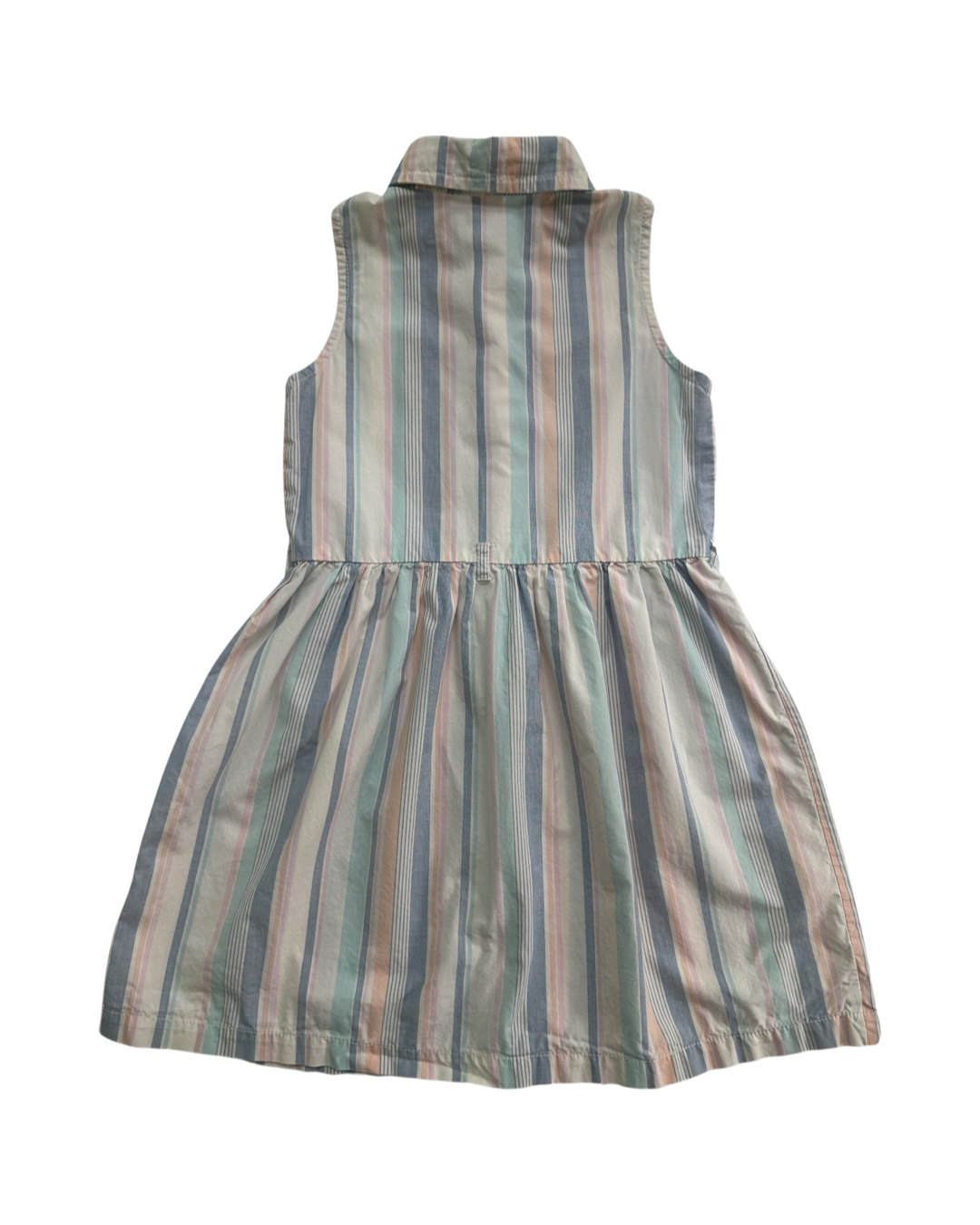 5T Toddler Girl Carter's Pastel Striped Button Front Collared Dress.