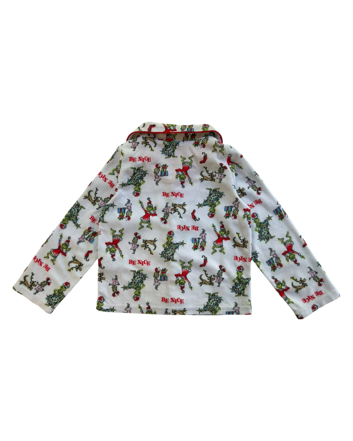 4T Toddler Boys/Girls (UNISEX) Dr Seuss The Grinch Flannel “Be Nice” Holiday Pajama 2 Piece Set