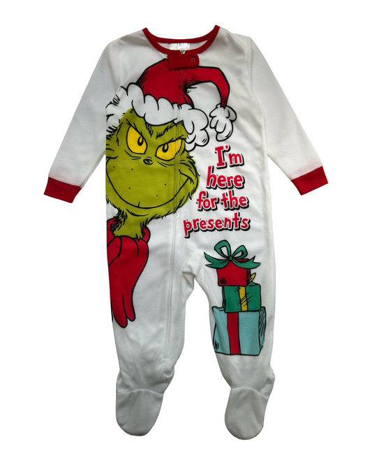 18M Baby Girls/Boys Komar Kids Grinch I’m Here For The Present Footed Sleeper Coverall Pajama.
