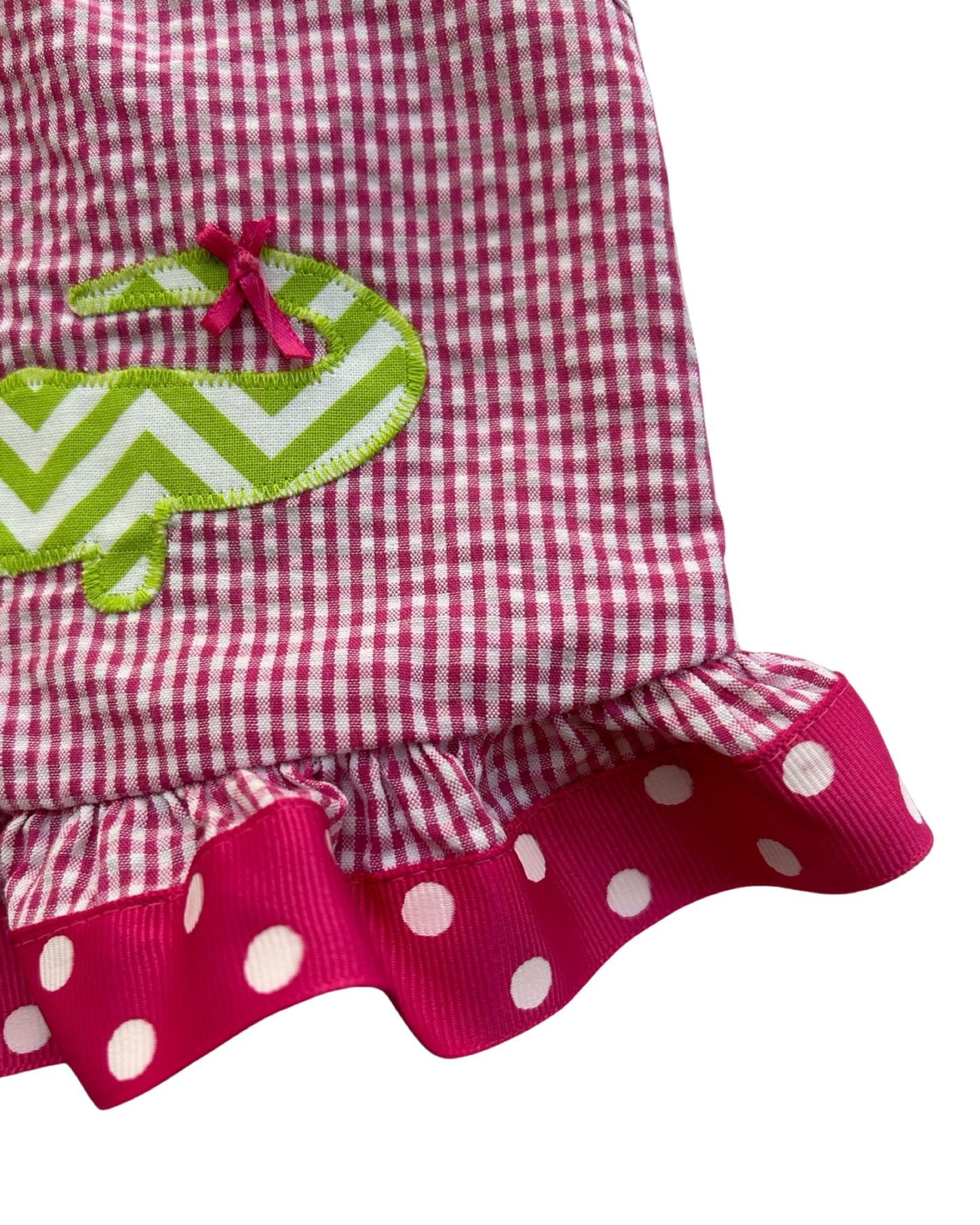 6x Toddlers Girls Funtasia Too! Pink Seersucker Alligator Appliqué Bikini Swimsuit 2 piece Set.