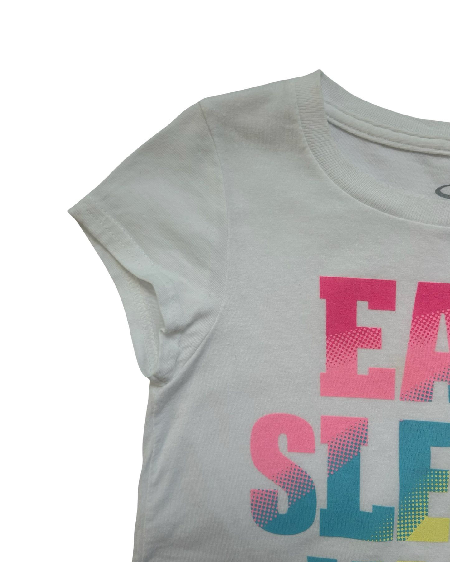 4T-5T Toddlers Girls Champion T-Shirt Whit The Frase EAT SLEEP WIN Short Sleeve Top.