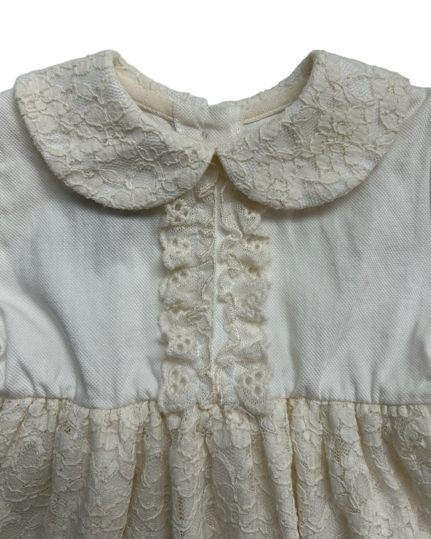 0-3M Baby Girl White / Cream Lace Dress with Headband