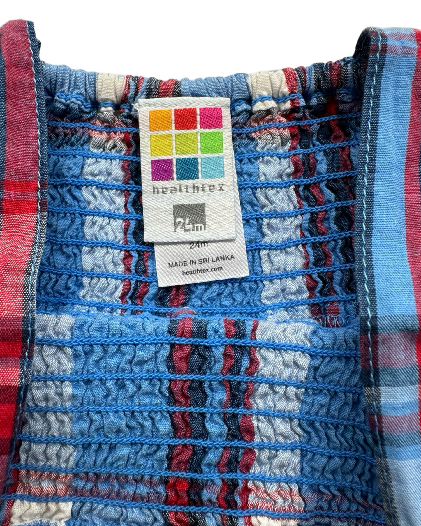 24M Baby Girl Red / White / Blue Plaid Smocked HealthTex Dress