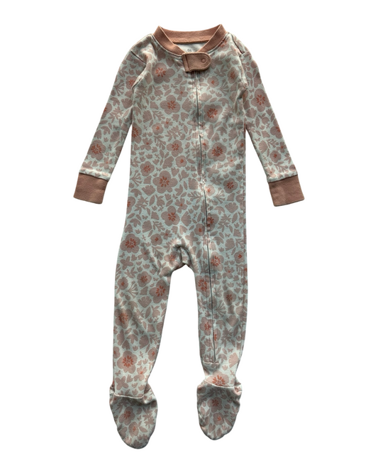 12M Baby Girl Honest Floral Organic Cotton Zip Up Footie Pajama