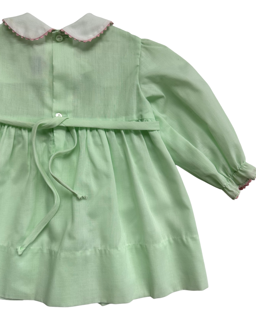 24M Baby Girl Polly Flinders Mint Green and Pink Smocked Vintage Dress