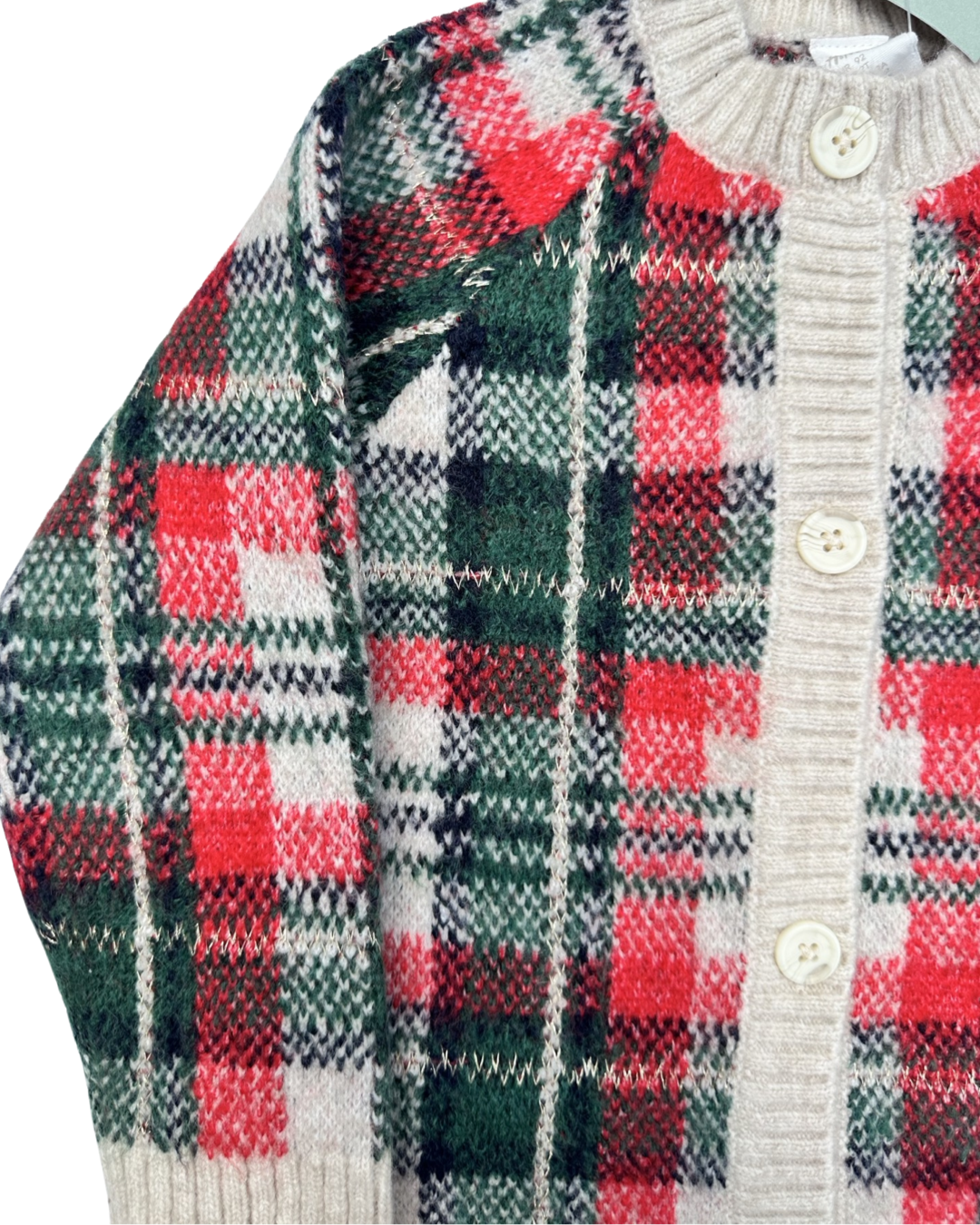 2T Toddler Girl H&M Red / Green Plaid Christmas Cardigan Sweater
