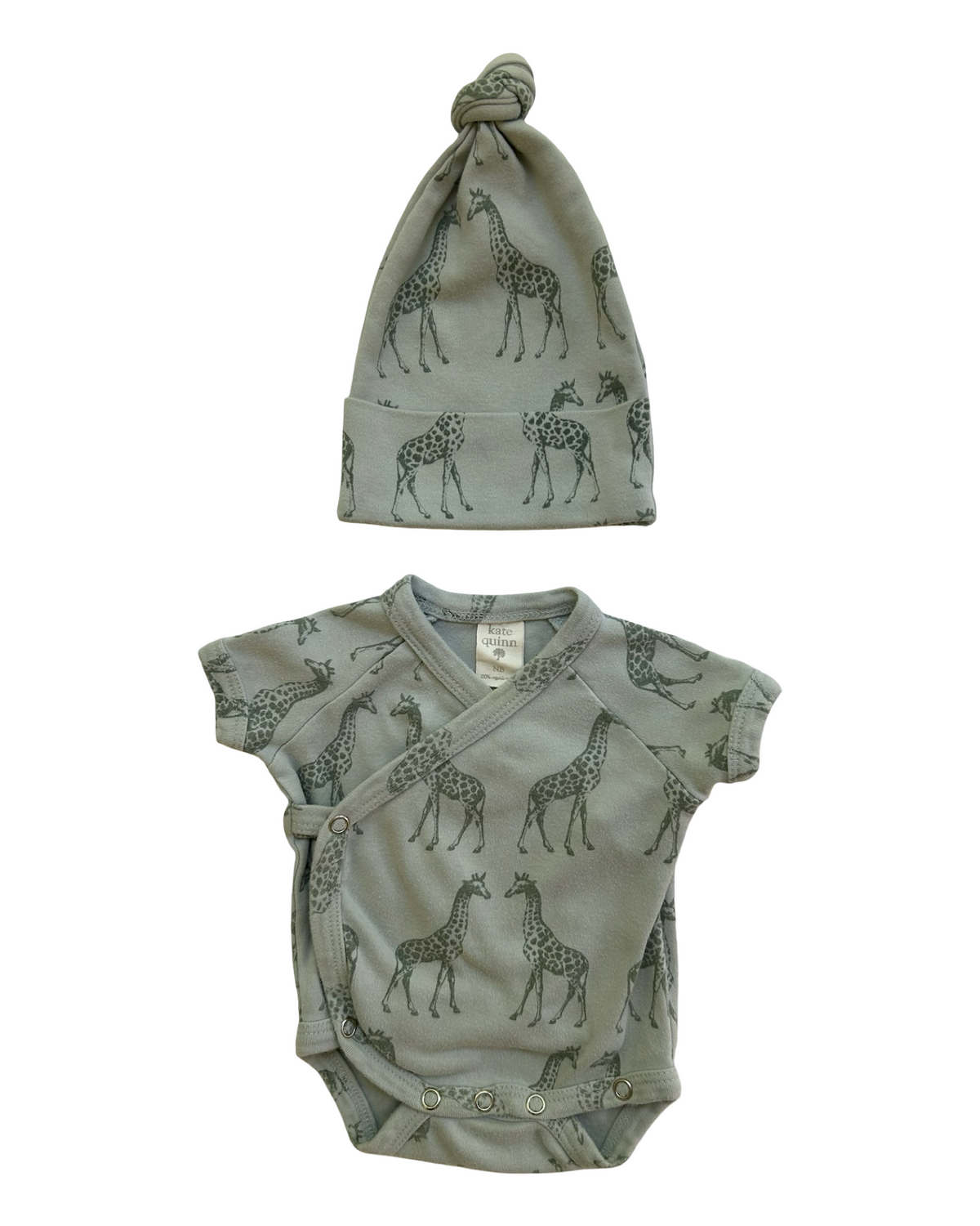 NB Baby Boys Kate Quinn Giraffe 🦒 Onesie And Elf Hat Bonnet 2 Piece Set