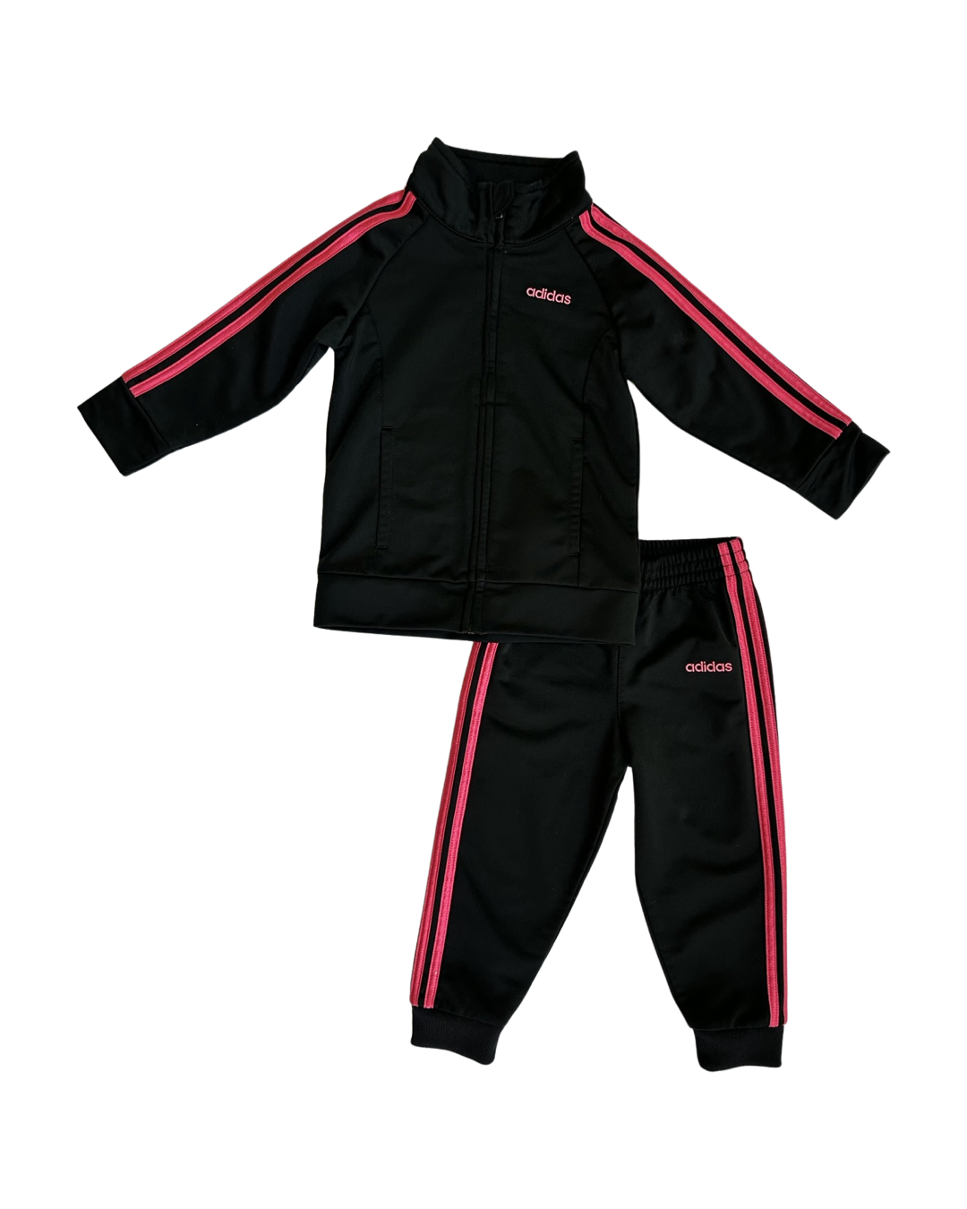 18M Baby Girl Black / Pink Adidas Jogger Set