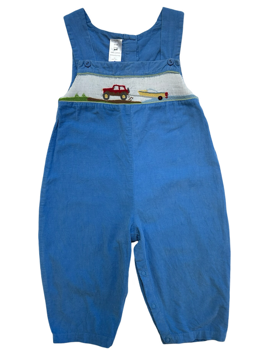 24M Toddler Boys Embroidered Jeep Trailer And Boat 🚤 Corduroy Overall