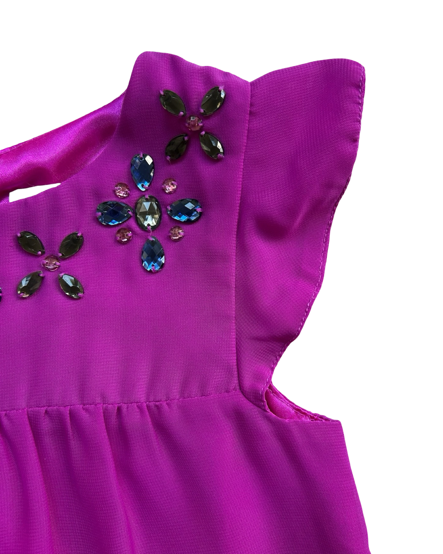 XS 4-5 Toddlers Girls Cat & Jack Fuchsia Ruffle Beaded Up Dress.
