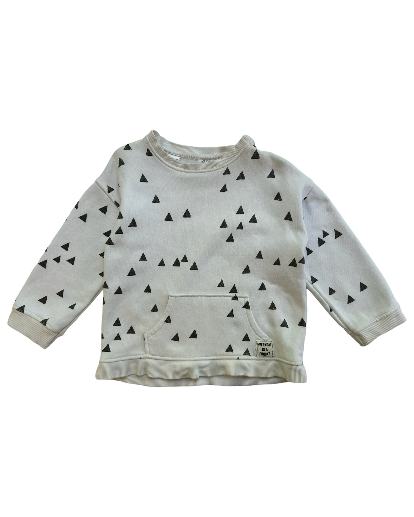 12-18M Baby Boy Zara White Triangle Everyday is a Funday Sweatshirt