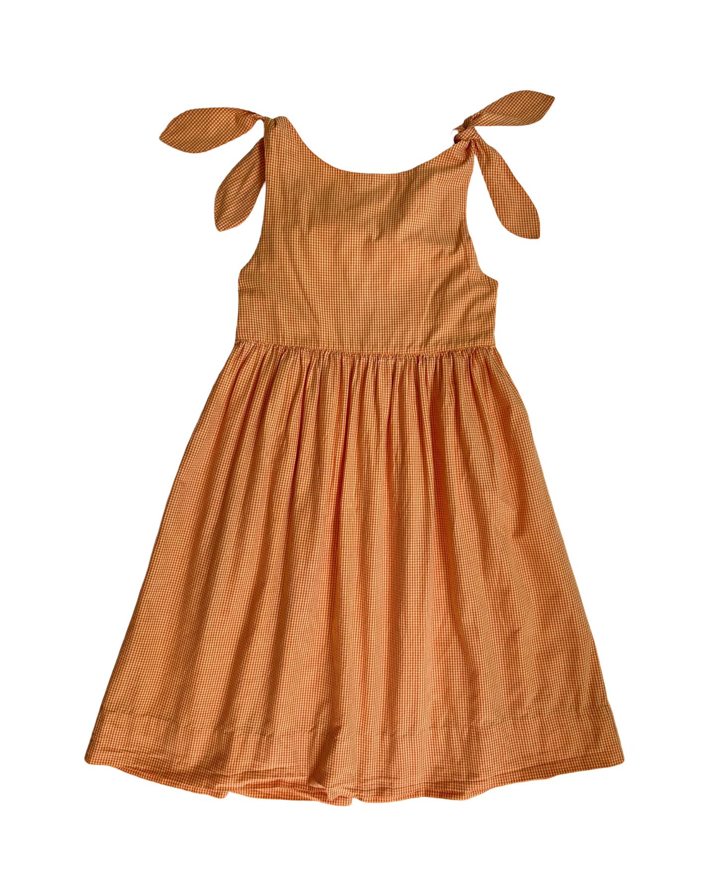 6 Toddlers Girls Orange Gingham Smocked Palm Trees Beach Dress.