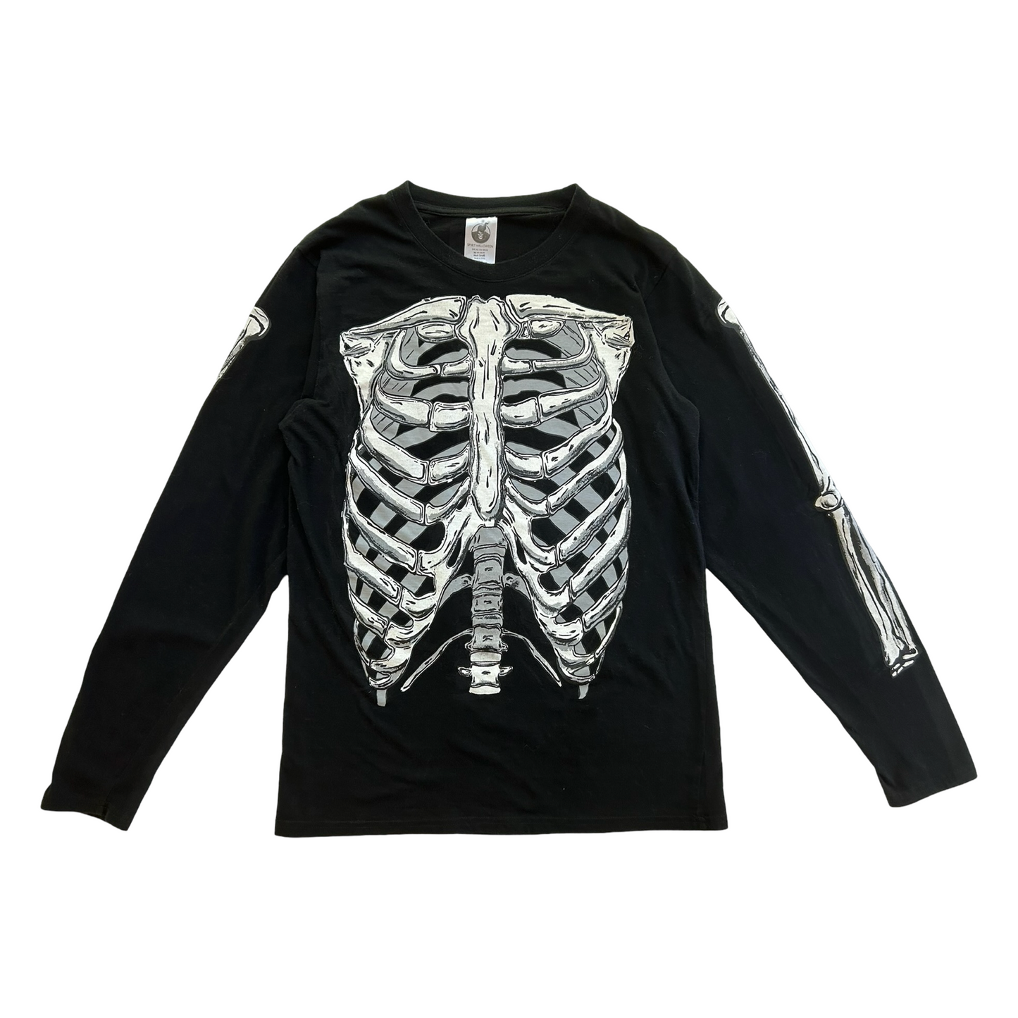 Spirit Halloween Black long sleeved Skeleton shirt Costume Adult Size Small
