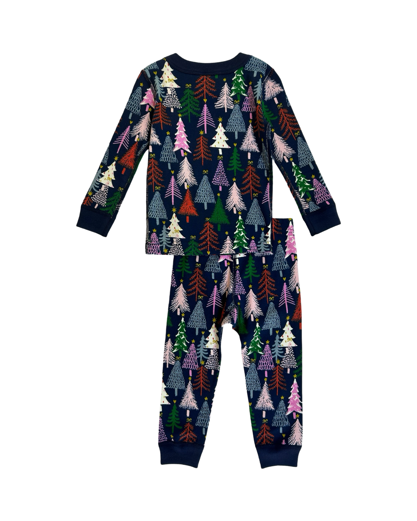 18-24M Baby Girl Hanna Andersson Long Sleeve Blue Colorful Christmas Tree PJs