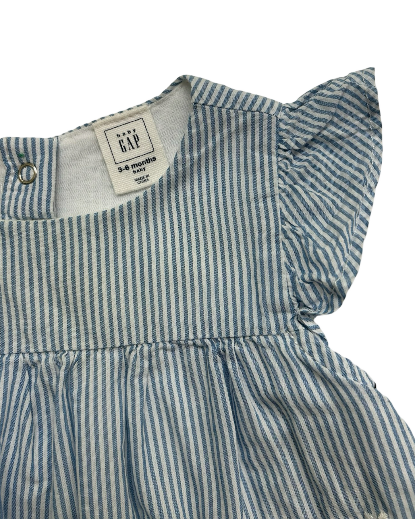 3-6M Baby Girl Baby Gap Blue and White Striped Romper