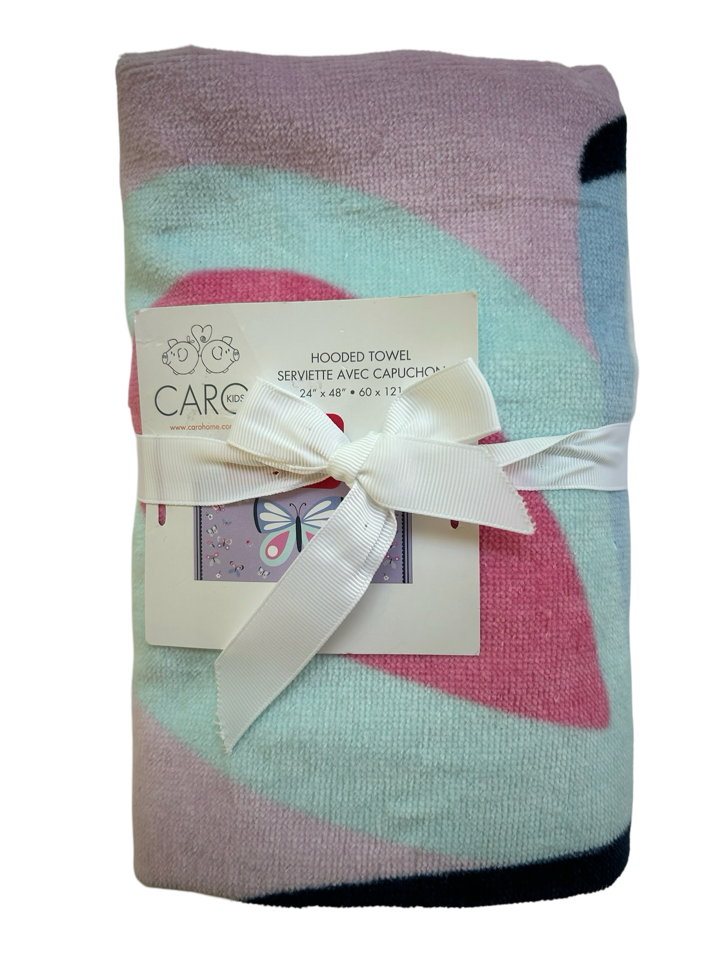 Caro Kids Bath Hooded Towel Butterfly Print 24” x 48” / NWT
