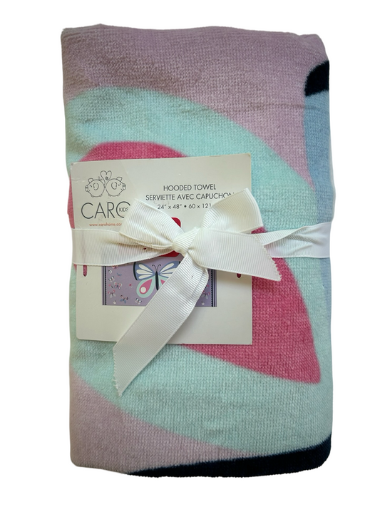 Caro Kids Bath Hooded Towel Butterfly Print 24” x 48” / NWT