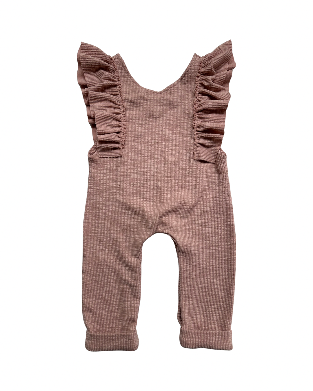 3-6M Baby Girl Dusty Rose Flutter Sleeve Romper