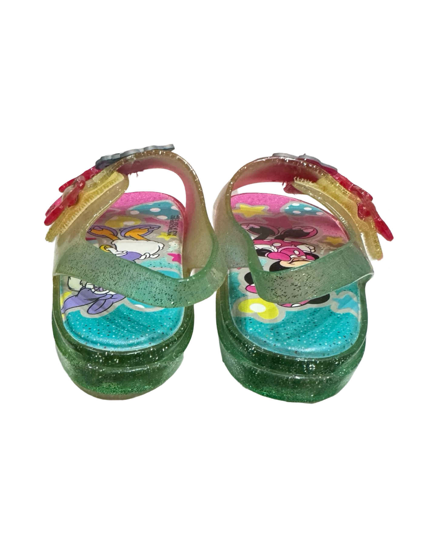9C Toddler Girl Disney Minnie Mouse and Daisy Pink Glitter Jelly Sandals