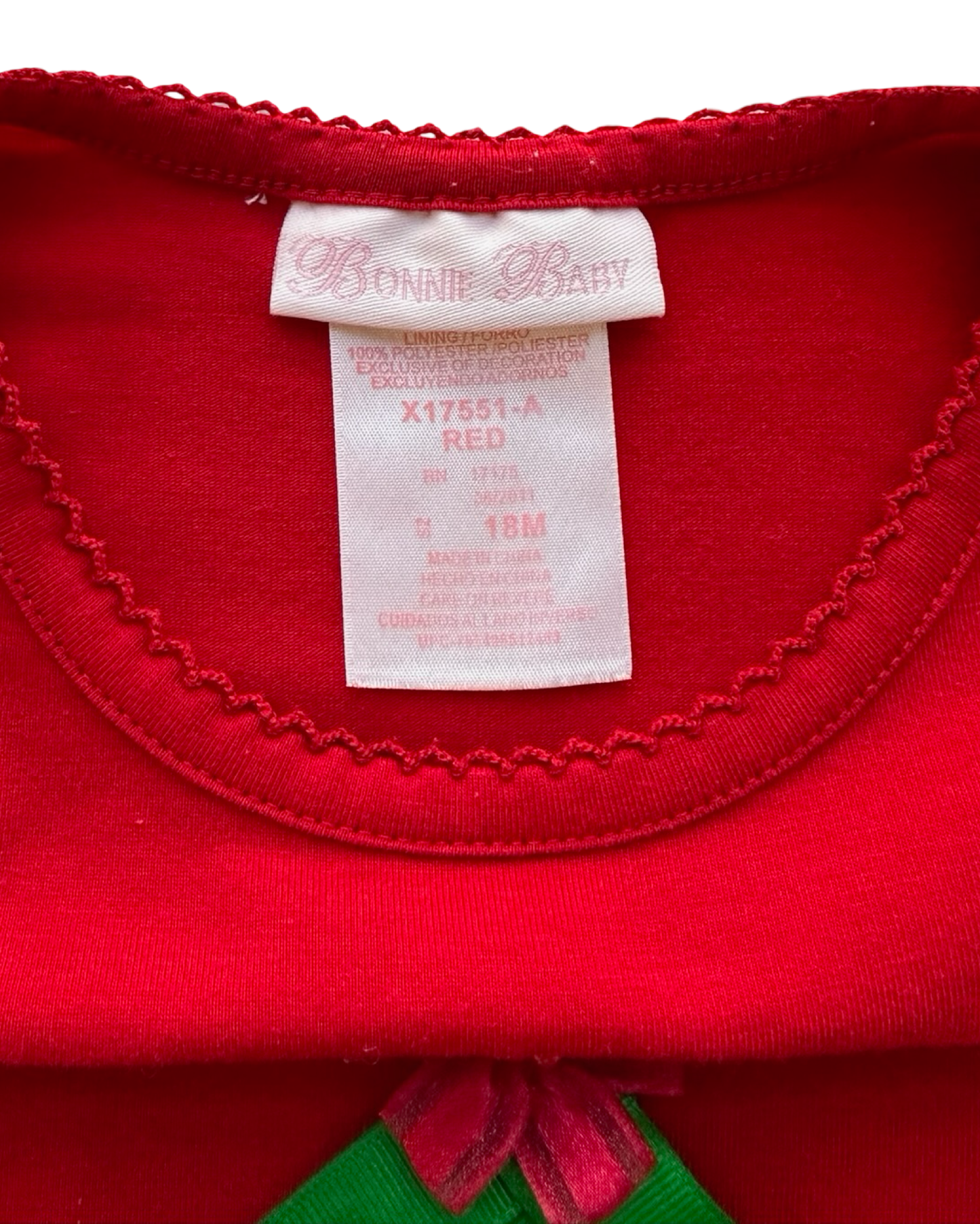 18M Baby Girl Bonnie Baby Christmas Tree Long Sleeve Dress