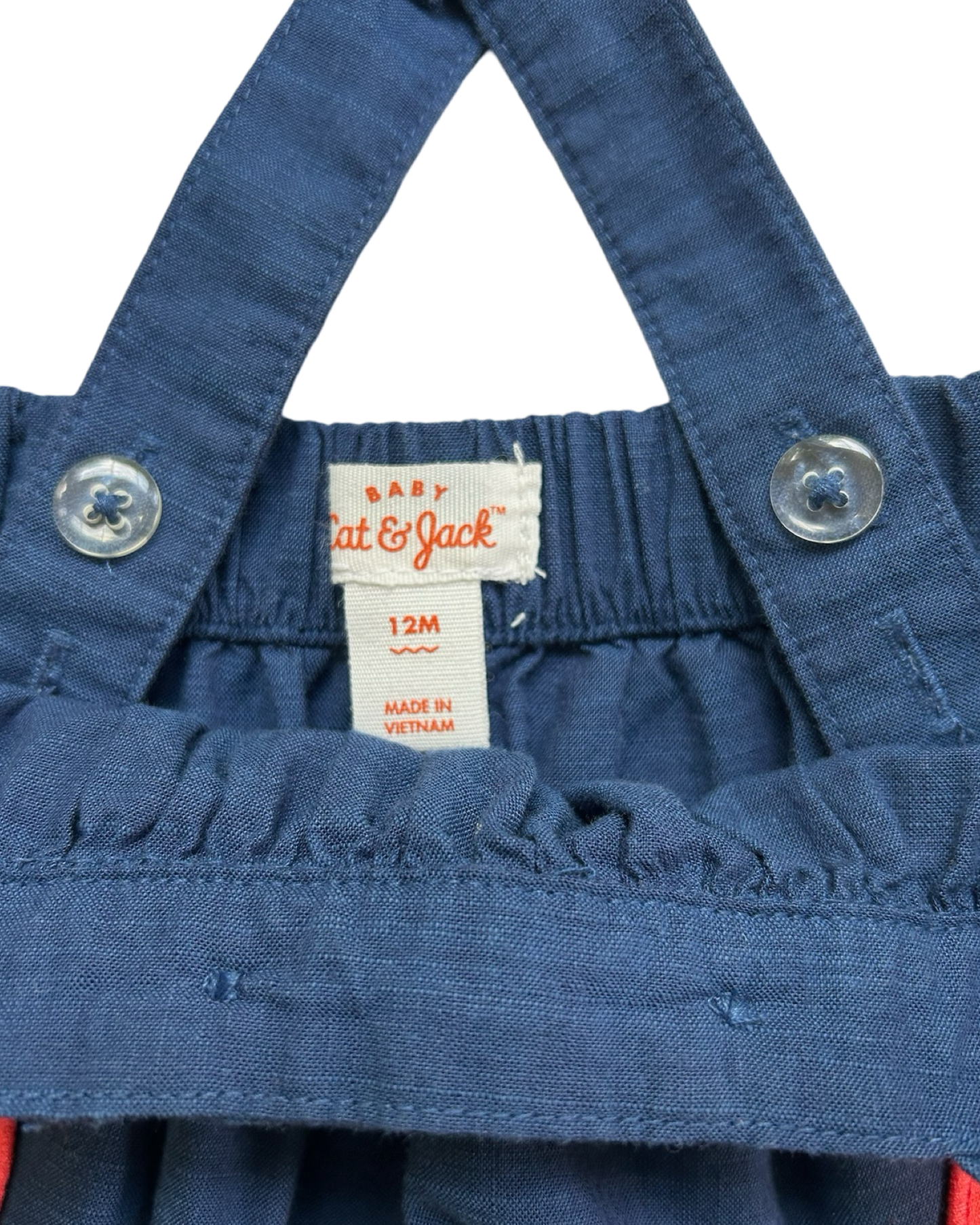 12M Baby Girl Cat & Jack Navy Apple Suspender Overall Dress Skirt