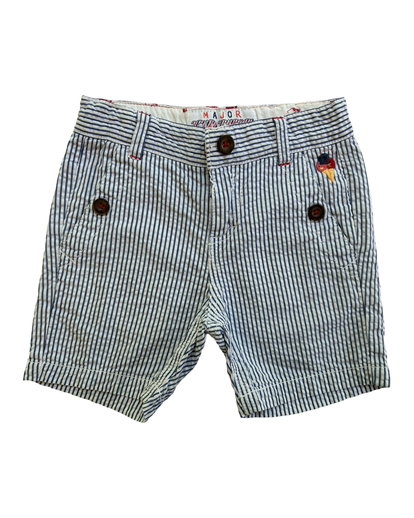 3T Toddler Boy Boutique Sergent Major Freeze Blue Striped Seersucker Shorts