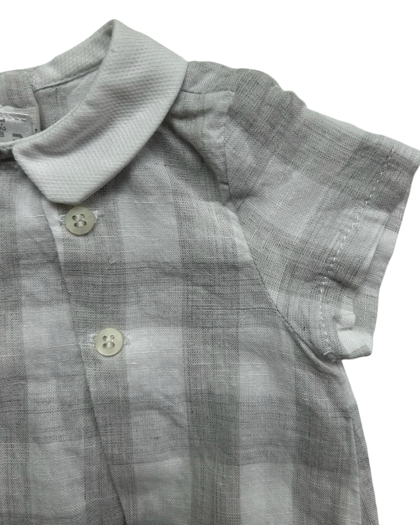 0-3M Baby Boy Gray Gingham Checked Mayoral Bubble Onesie