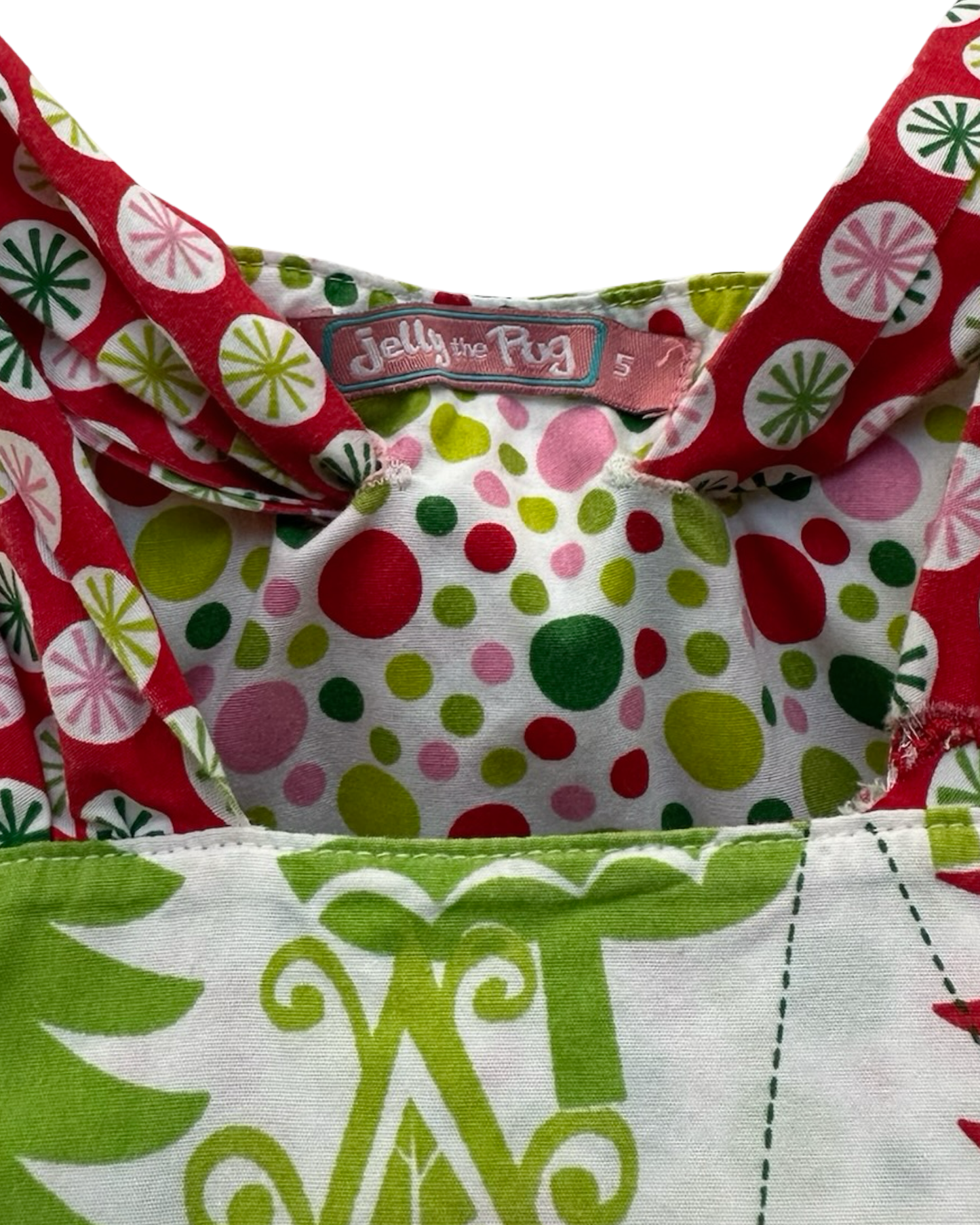 5T Toddler Girl Jelly The Pug Christmas Tree Sassy Ruffle A-Line Dress