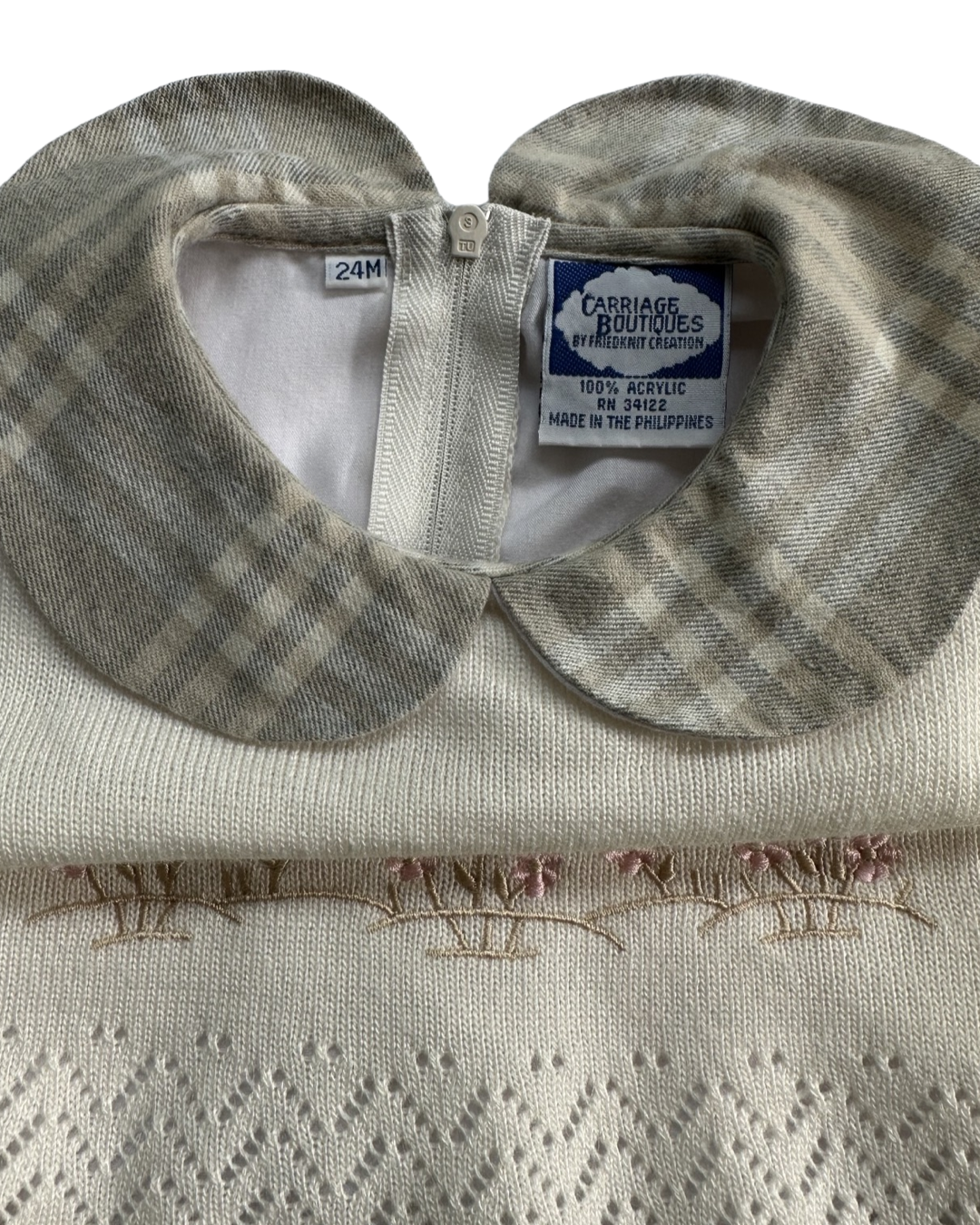 24M Baby Girl Carriage Boutiques Plaid Long Sleeve Sweater Dress